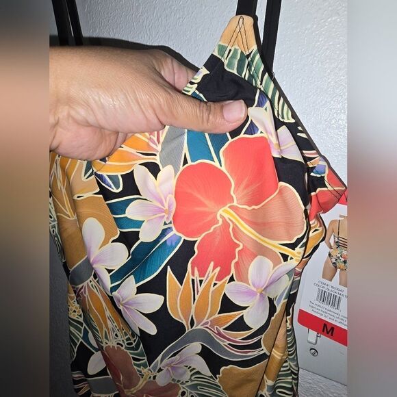 Hurley Floral Print Multicolor One-Piece Swimsuit Size Medium - Picture 4 of 12